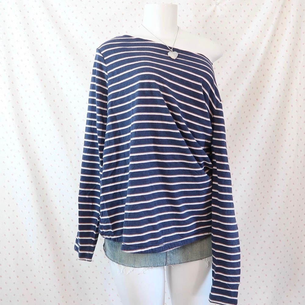 navy + white striped long sleeve